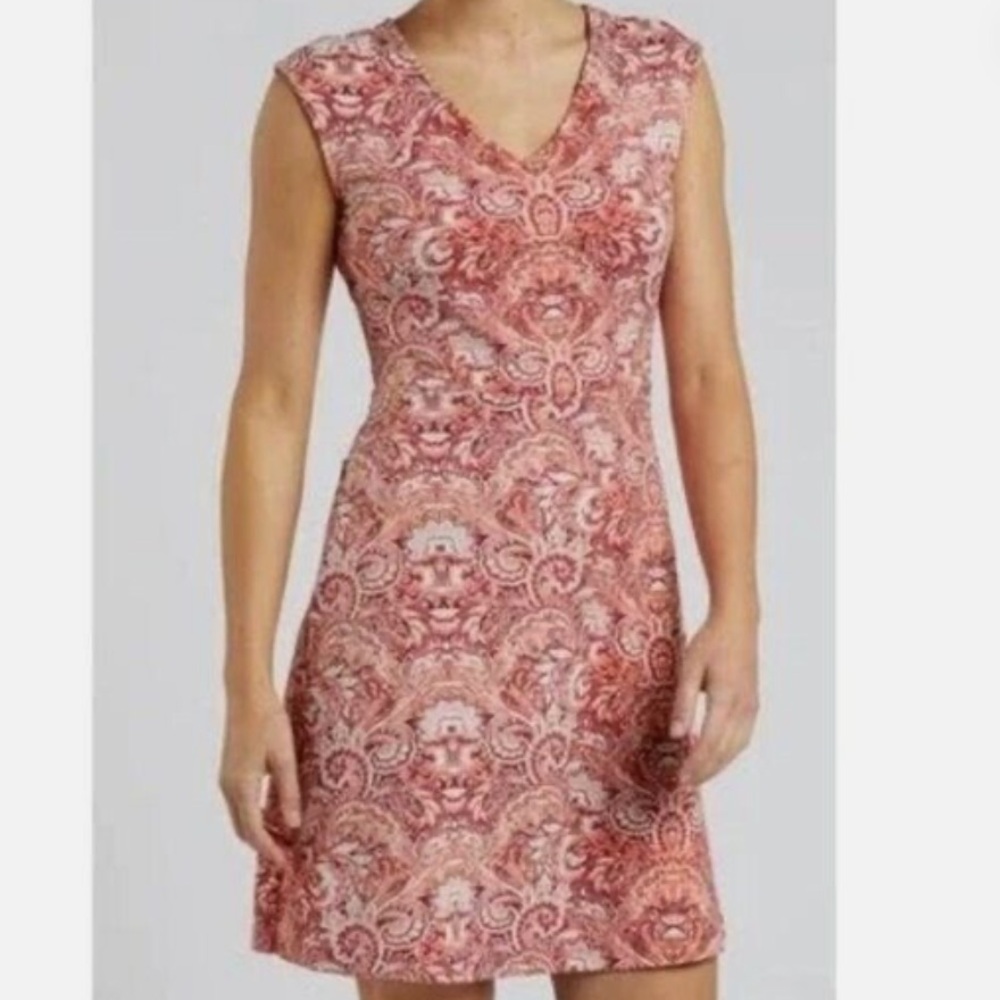 Title Nine Women's Double Dare Orange Paisley Patterned Mini Dress